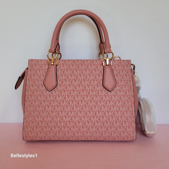 MICHAEL KORS Marilyn Medium Signature Logo Satchel-Sunrise Rose Multi ⭐ - Picture 6 of 16